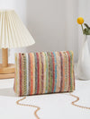 Rainbow Dreams: Striped Pattern Flap Straw Bag for Your Vacation Getaway