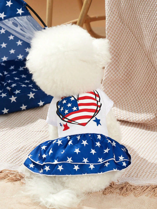 Celebrate Independence Day in style with our Star-Spangled Pup Pet Dress! Made from high-quality materials, this dress features a patriotic design with stars and stripes. It is perfect for any patriotic pup who wants to show their pride. Dress your pup and join the festivities today!