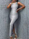 Bold and Beautiful: Black and White Allover Print Bodycon Dress