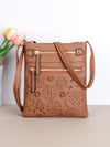 Retro Chic: Brown Square Crossbody Bag with Double Zippers