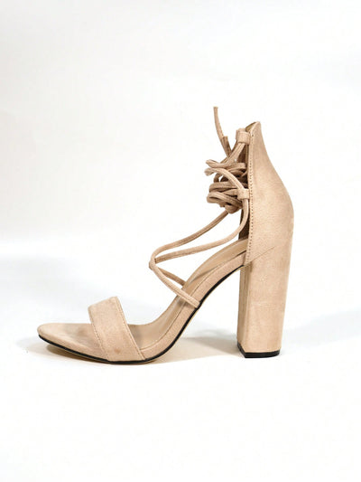 Stylish Roman Style Party Sandals: Elevate your Look with Chunky Heel and Ribbon Detail