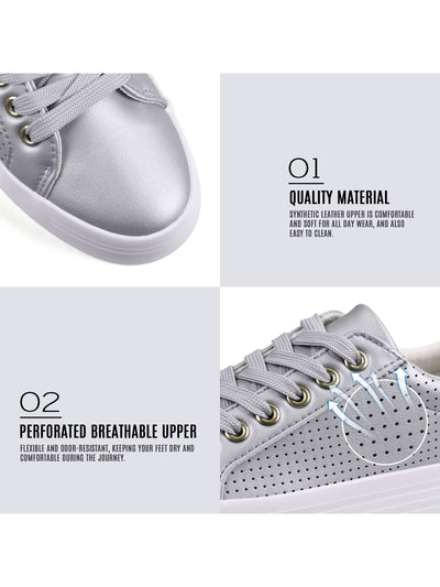 Step Up Your Style with Platform Lace-Up Sneakers: Breathable and Comfortable Walking Shoes