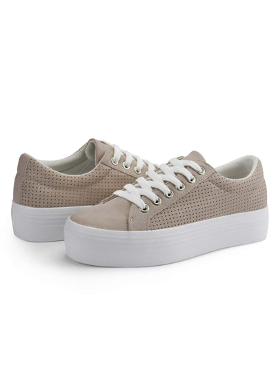 Step Up Your Style with Platform Lace-Up Sneakers: Breathable and Comfortable Walking Shoes