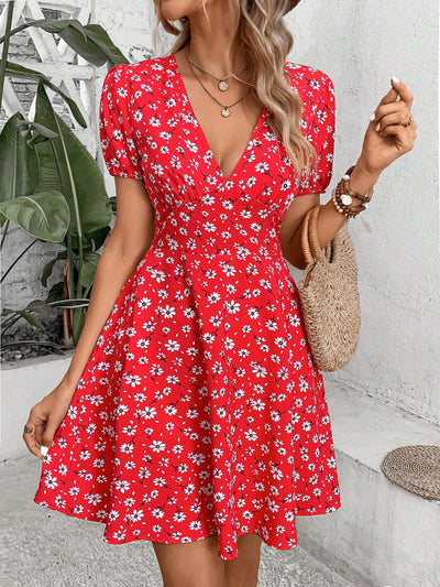 Floral Dreams: Embrace Summer in Style with the Allover Floral Print Puff Sleeve Dress