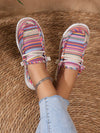 Chic & Sporty Striped Lace-Up Sneakers for Women - Perfect Slip-On Outdoor Footwear