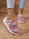 Chic & Sporty Striped Lace-Up Sneakers for Women - Perfect Slip-On Outdoor Footwear