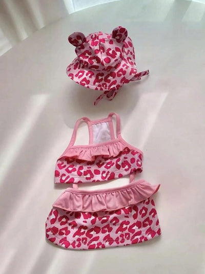 Wild Feline Fun: Leopard Print Pet Bikini and Hat Set for Cats and Dogs!