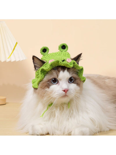 Introducing the Adorable Frog Pattern Pet Cat Hat - the perfect accessory for your furry friend! Keep them stylish and cozy with this cute hat. Made with a comfortable fit and featuring an adorable frog design, your pet will love wearing this hat on all their adventures.