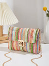 Rainbow Dreams: Striped Pattern Flap Straw Bag for Your Vacation Getaway