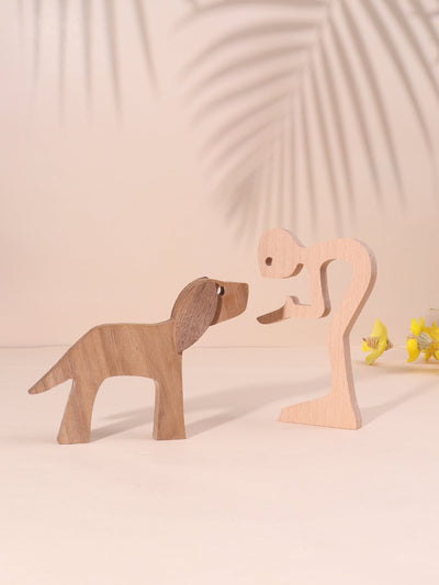 Nordic Style Wooden Dog Family Figurine Set: A Creative Ornament for Table Decoration