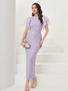 Elegant Ruffle Sleeve Jacquard Dress - Perfect for Any Occasion