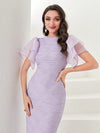 Elegant Ruffle Sleeve Jacquard Dress - Perfect for Any Occasion