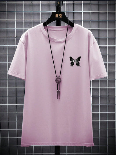 Men's Butterfly adn Slogan Graphic Tee - A Stylish Statement Piece