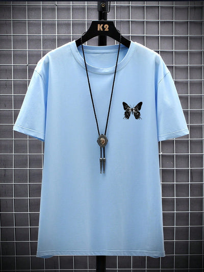 Men's Butterfly adn Slogan Graphic Tee - A Stylish Statement Piece