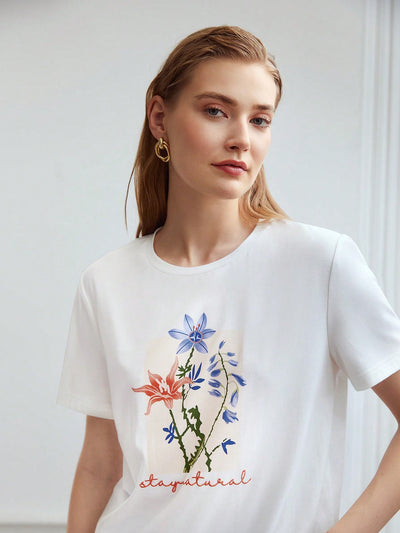 Women's Floral Pattern Print T-Shirt: Blossom in Style