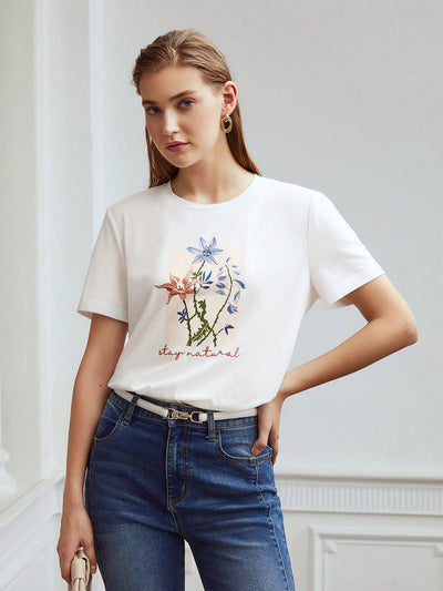 Elevate your style with our Women's Floral Pattern Print T-Shirt, designed for the fashion-forward woman. The vibrant floral pattern adds a touch of elegance while the soft fabric provides comfort. Stand out in style and bloom like a flower with Blossom in Style.