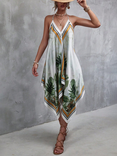 Summer Chic: Tropical Print Hanky Hem Cami Dress