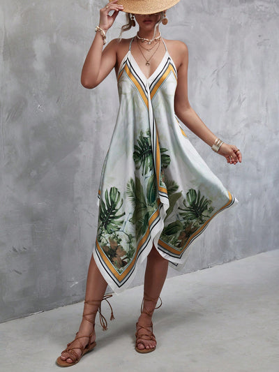 Summer Chic: Tropical Print Hanky Hem Cami Dress