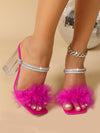 Sparkle and Shine: Fashion High-Heeled Slippers with Rhinestone Embellishments