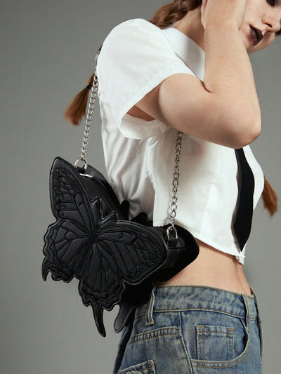 Chic and Stylish: Butterfly Shape Design Bag with Chain Decor - Perfect for Work