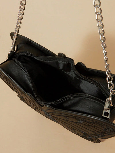 Chic and Stylish: Butterfly Shape Design Bag with Chain Decor - Perfect for Work