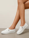 Chic and Comfortable: Women's Sporty Slip-On Shoes with Contrast Binding Design and Lace-Up Front Sneakers