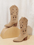 Elevate your vacation style with our Studded Suede Western Boots. These stylish and comfortable shoes are perfect for summer adventures. The studded detailing adds a touch of edge, while the suede material ensures all-day comfort. Don't miss our summer sale!