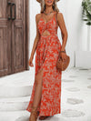 Floral Twist-Knot Hollow-Out Split Dress - Effortless Summer Elegance