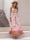 Blooming Beauty: Floral Pattern Print Crisscross Backless Ruffle Cami Dress