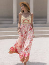 Blooming Beauty: Floral Pattern Print Crisscross Backless Ruffle Cami Dress