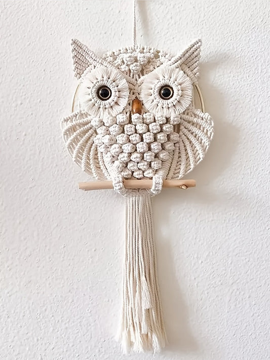 Mystical Owl Macrame Tapestry: Stunning Wall Decoration for Home Interiors