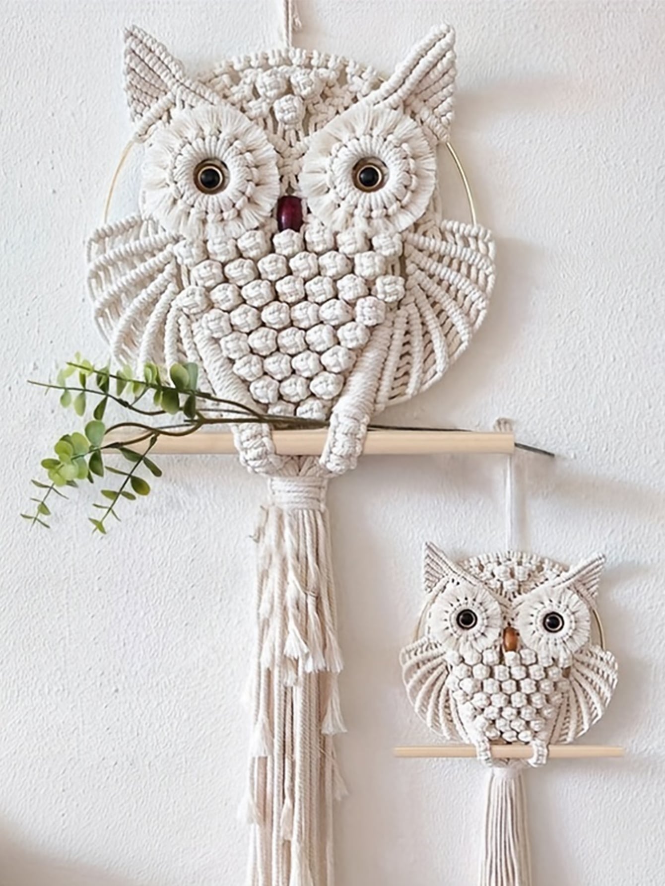 Enhance your home interiors with our stunning Mystical Owl Macrame Tapestry. Expertly handcrafted with intricate macrame details, this beautiful wall decoration adds a touch of mystique and charm to any room. Elevate your home decor with this unique and eye-catching piece.