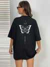 Whimsical Essence: Butterfly Print Drop Shoulder Tee