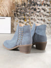 Trendy Light Blue Chunky Heeled Ankle Boots - Perfect for Summer Vacations & Festive Celebrations!