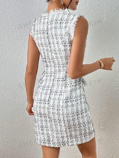 Plaid Perfection: Tweed Bodycon Dress