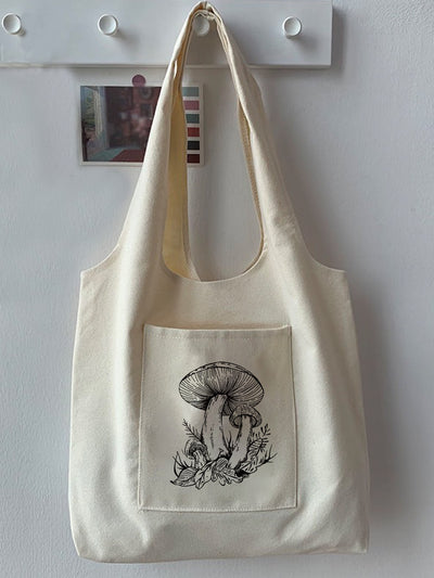 Mushroom Madness: Fashionable Minimalist Canvas Tote Bag - Best Gag Gift