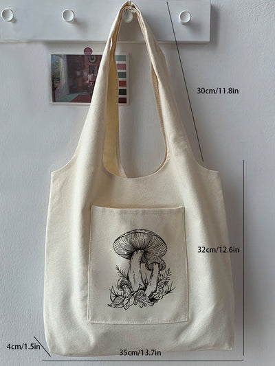 Mushroom Madness: Fashionable Minimalist Canvas Tote Bag - Best Gag Gift