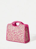 Side view of medium satchel bag with graphic contrast binding - chic and stylish accessory for every occasion with graphic contrast binding, contrast binding for daily use