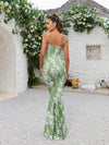 Blooming Beauty: Floral Print Tie Shoulder Mermaid Hem Maxi Cami Dress