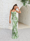 Blooming Beauty: Floral Print Tie Shoulder Mermaid Hem Maxi Cami Dress