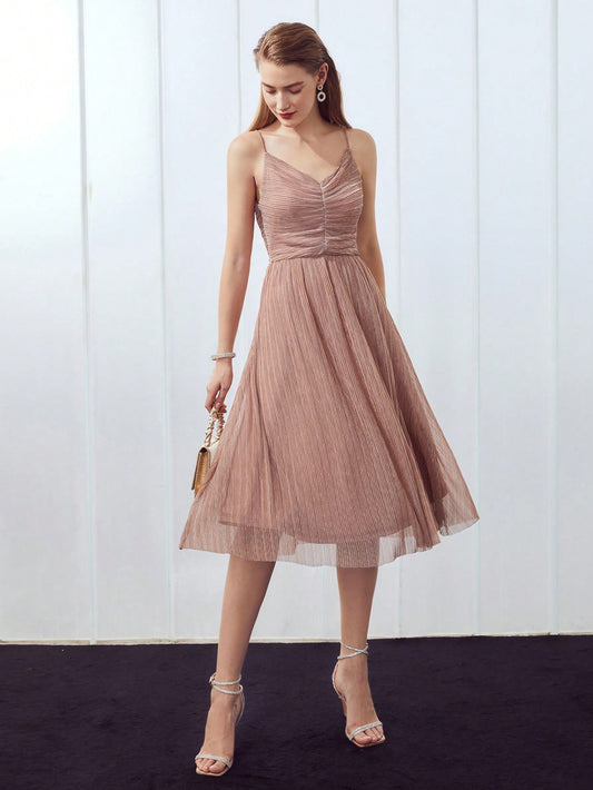 Glamourous Grace: Pleated Overlay Dress