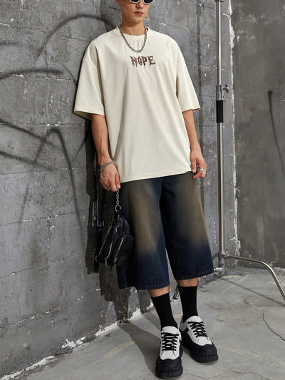 Men's Oversize Crew Neck Graphic Tshirt - Street Style for Summer