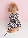 Springtime Style: Flower Print Dogs Dress with Leash for Outdoor Adventures