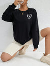 Heartfelt Comfort: Heart Print Drop Shoulder Sweatshirt