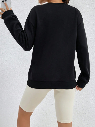 Heartfelt Comfort: Heart Print Drop Shoulder Sweatshirt