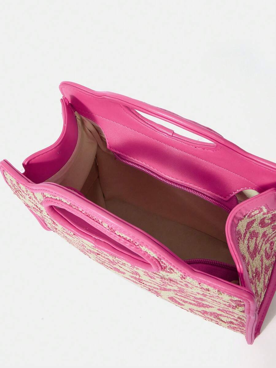 Close-up view of medium satchel bag with graphic contrast binding - chic and stylish accessory for every occasion with graphic contrast binding, contrast binding for daily use