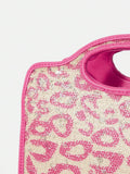 Close-up view of medium satchel bag with graphic contrast binding - chic and stylish accessory for every occasion with graphic contrast binding, contrast binding for daily use