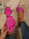 Summer Blossom: Floral Flat Sandals with Metal Buckle and Pearl Decoration for Women