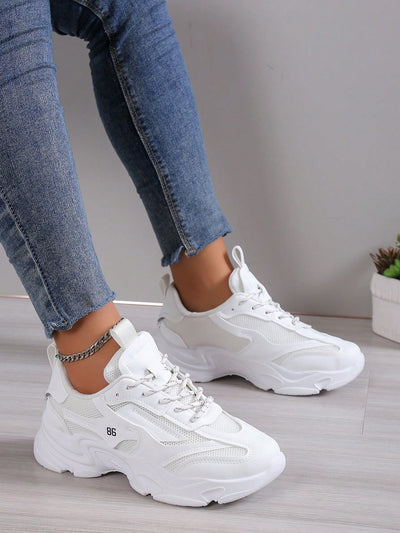 Step Up Your Style with our New Arrival Round Toe Thick Sole Lace-Up Sneakers