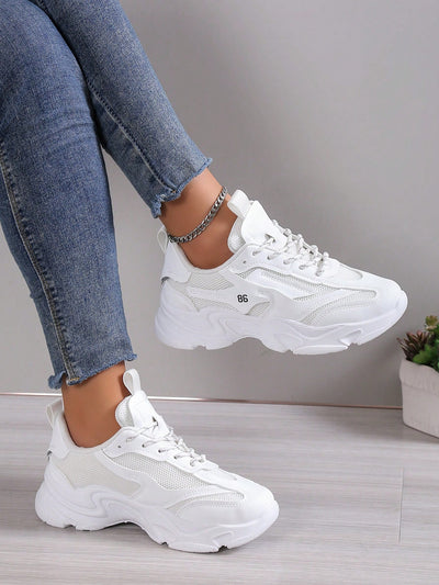 Step Up Your Style with our New Arrival Round Toe Thick Sole Lace-Up Sneakers